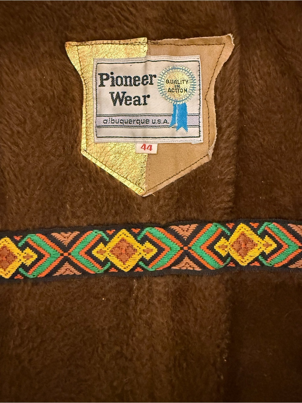 Vintage Pioneer Wear Suede Sherpa Rancher Jacket Brown Western Coat Size 44 - Picture 8 of 16